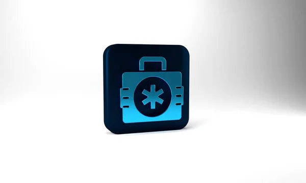 Blue First Aid Kit Icon Isolated Grey Background Medical Box — Zdjęcie stockowe