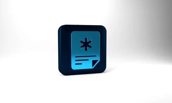 Blue Medical Clipboard Clinical Record Icon Isolated Grey Background Prescription — Stock Photo, Image