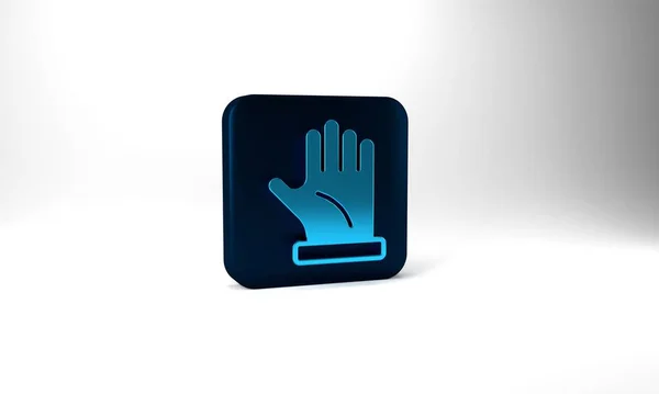 Blue Beekeeper Glove Icon Isolated Grey Background Blue Square Button — Stock fotografie