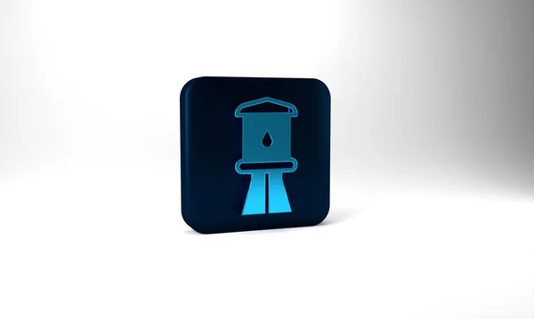 Blue Water Tower Icon Isolated Grey Background Blue Square Button — Stok fotoğraf