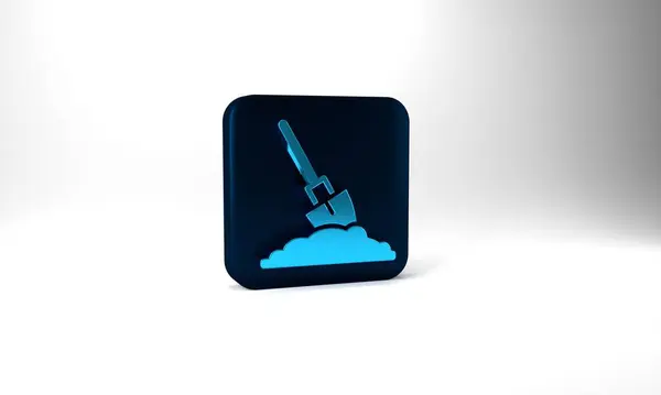 Blue Shovel Ground Icon Isolated Grey Background Gardening Tool Tool — Stok fotoğraf