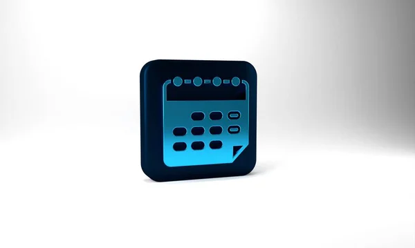 Blue School Timetable Icon Isolated Grey Background Blue Square Button — Stockfoto
