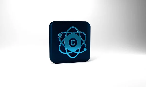 Синий Значок Атом Выделен Сером Фоне Символ Науки Образования Ядерной — стоковое фото