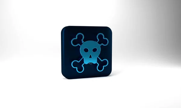 Blue Skull Crossbones Icon Isolated Grey Background Happy Halloween Party — Stockfoto
