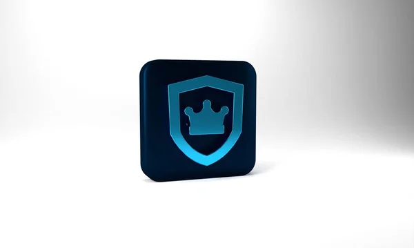 Blue Shield Crown Icon Isolated Grey Background Blue Square Button —  Fotos de Stock