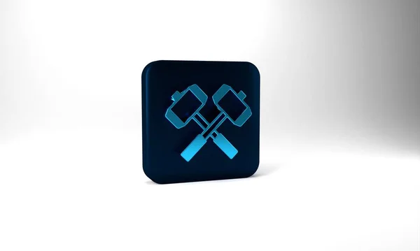 Blue Medieval Crossed Battle Hammers Icon Isolated Grey Background Blue — Stock Photo, Image