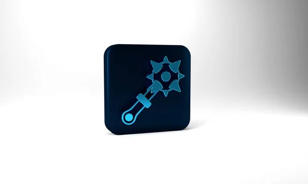 Blue Medieval Chained Mace Ball Icon Isolated Grey Background Morgenstern — Stockfoto
