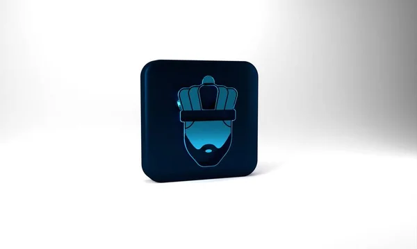 Blue King Crown Icon Isolated Grey Background Blue Square Button — Stockfoto