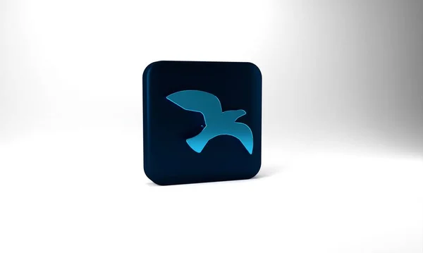 Blue Bird Seagull Icon Isolated Grey Background Blue Square Button — Stockfoto