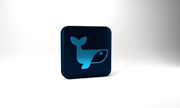 Blue Whale Icon Isolated Grey Background Blue Square Button Illustration — Stock Photo, Image