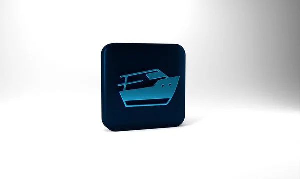 Blue Speedboat Icon Isolated Grey Background Blue Square Button Illustration — Stockfoto