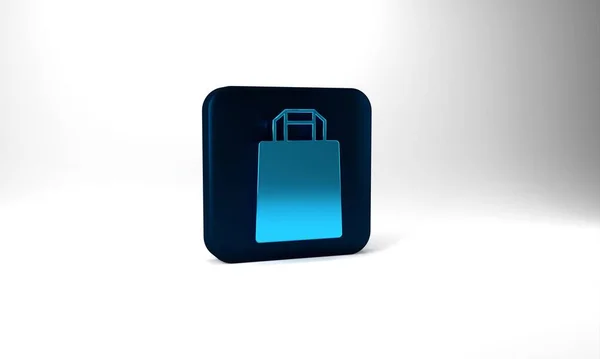 Blue Paper Shopping Bag Icon Isolated Grey Background Package Sign — 图库照片