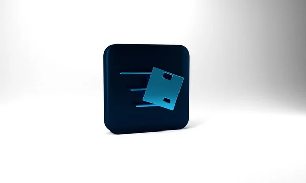 Blue Location Cardboard Box Icon Isolated Grey Background Delivery Services — 图库照片
