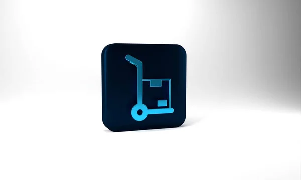Blue Hand Truck Boxes Icon Isolated Grey Background Dolly Symbol — Stockfoto