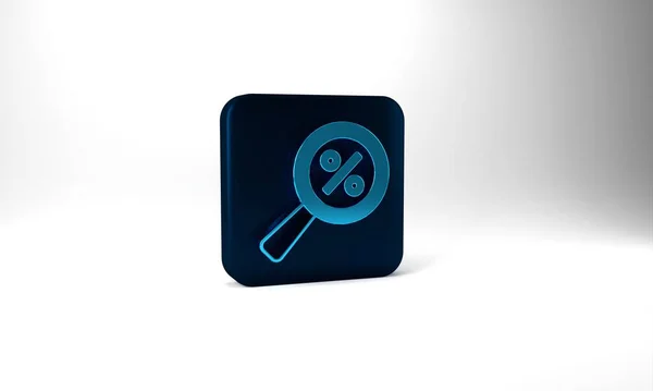 Blue Magnifying Glass Percent Discount Icon Isolated Grey Background Discount — ストック写真