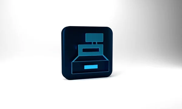 Blue Cash Register Machine Check Icon Isolated Grey Background Cashier — Foto de Stock