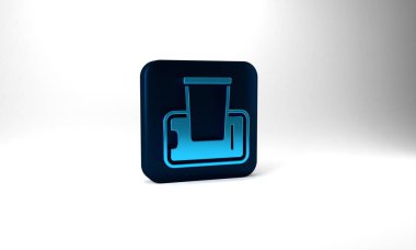 Blue Food ordering on mobile icon isolated on grey background. Order by mobile phone. Restaurant food delivery concept. Blue square button. 3d illustration 3D render.