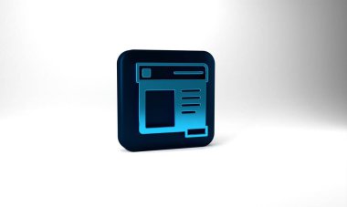 Blue Browser window icon isolated on grey background. Blue square button. 3d illustration 3D render.