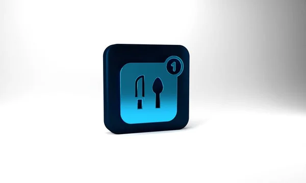 Blue Food Ordering Icon Isolated Grey Background Order Mobile Phone — 图库照片