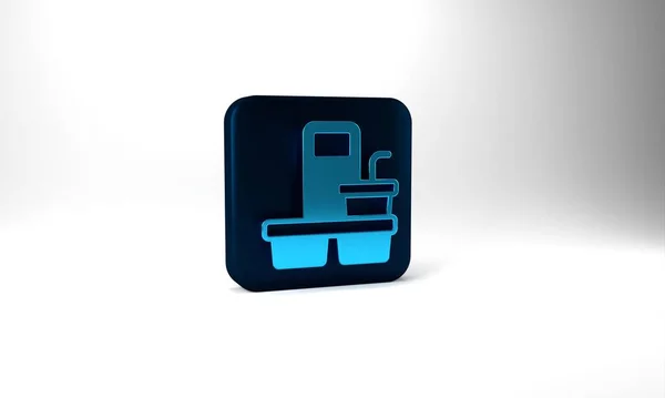 Blue Coffee Cup Icon Isolated Grey Background Blue Square Button — Stockfoto