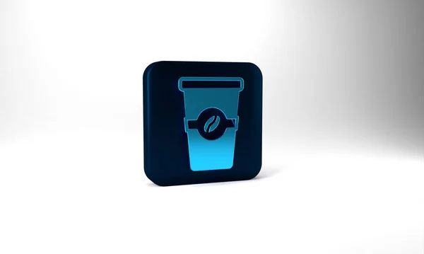 Blue Coffee Cup Icon Isolated Grey Background Blue Square Button — Stock Photo, Image