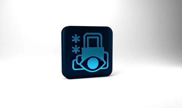 Blue Cyber Security Icon Isolated Grey Background Closed Padlock Digital — Zdjęcie stockowe