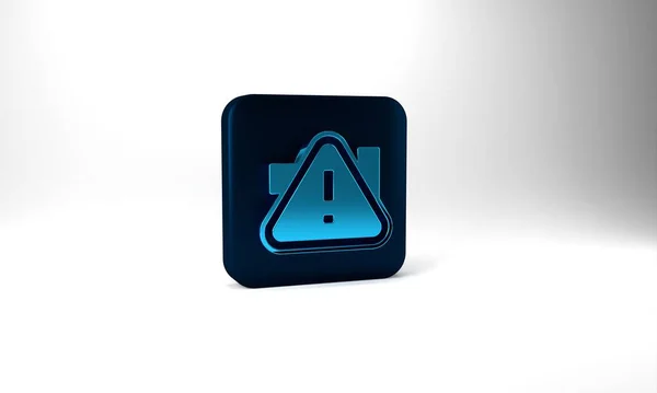 Blue Exclamation Mark Triangle Icon Isolated Grey Background Hazard Warning — Stockfoto