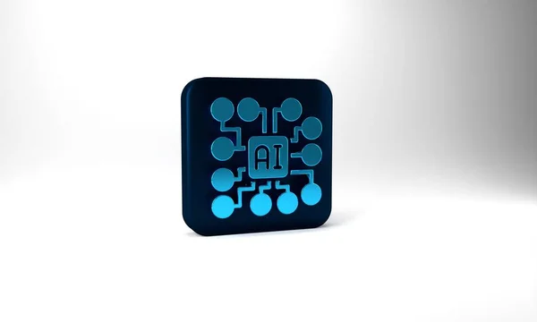 Blue Neural Network Icon Isolated Grey Background Artificial Intelligence Blue — ストック写真