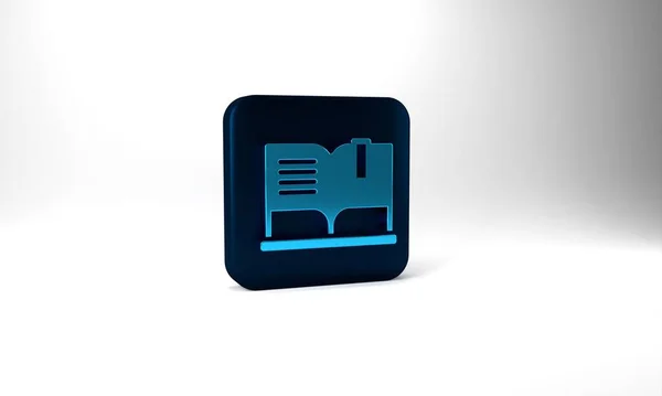 Blue Open Book Icon Isolated Grey Background Blue Square Button — 图库照片