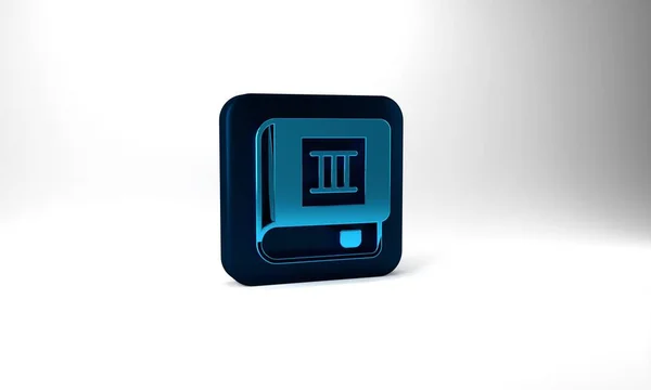 Blue Book Icon Isolated Grey Background Third Volume Blue Square — Stockfoto