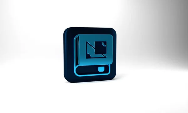 Blue Book Geometry Icon Isolated Grey Background Blue Square Button — 图库照片