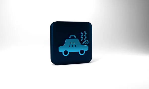 Blue Broken Taxi Car Icon Isolated Grey Background Blue Square — Stok fotoğraf