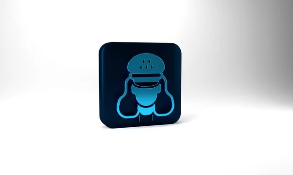 Blue Taxi Driver Icon Isolated Grey Background Blue Square Button — Stockfoto