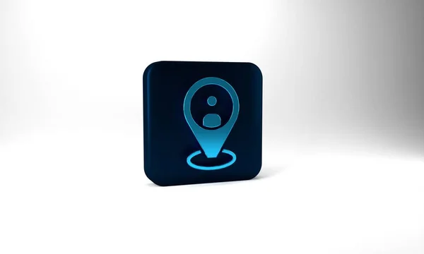 Blue Taxi Client Icon Isolated Grey Background Blue Square Button — ストック写真