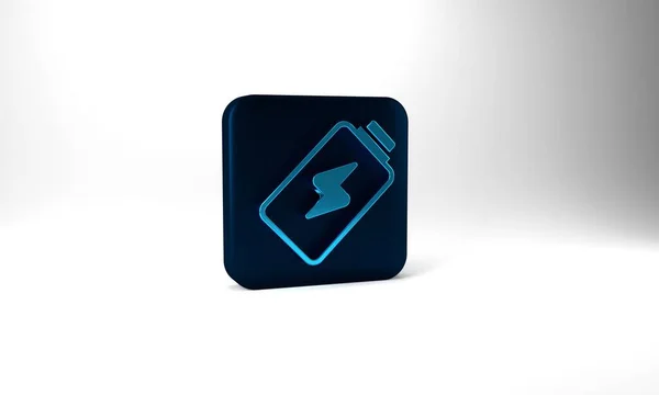 Blue Battery Charge Level Indicator Icon Isolated Grey Background Blue — Stockfoto