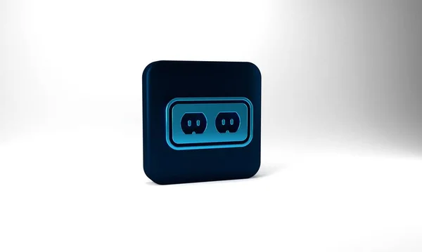 Blue Electrical Outlet Icon Isolated Grey Background Power Socket Rosette — Stockfoto