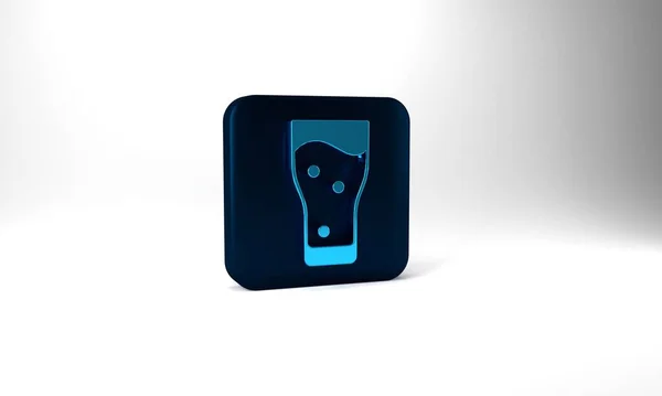 Blue Glass Beer Icon Isolated Grey Background Blue Square Button — Fotografia de Stock