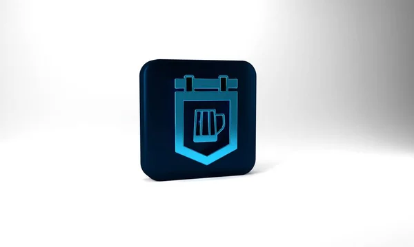Blue Street Signboard Glass Beer Icon Isolated Grey Background Suitable — ストック写真