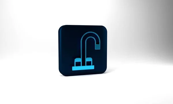 Blue Water Tap Icon Isolated Grey Background Blue Square Button — Stockfoto
