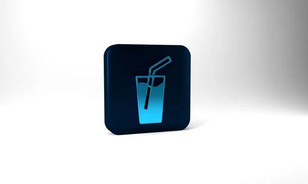 Blue Glass Water Icon Isolated Grey Background Soda Glass Blue — Stockfoto