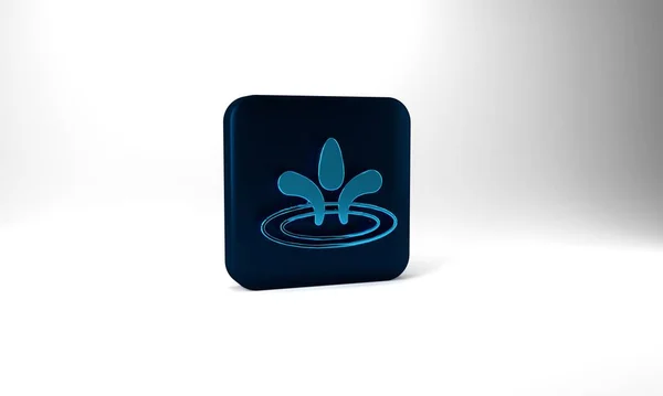 Blue Water Drop Icon Isolated Grey Background Blue Square Button — 图库照片