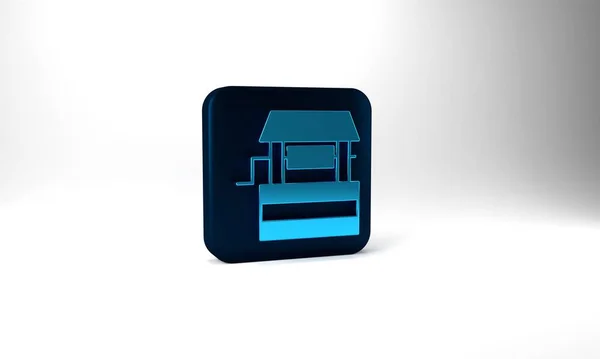 Blue Well Icon Isolated Grey Background Blue Square Button Illustration — Stok fotoğraf