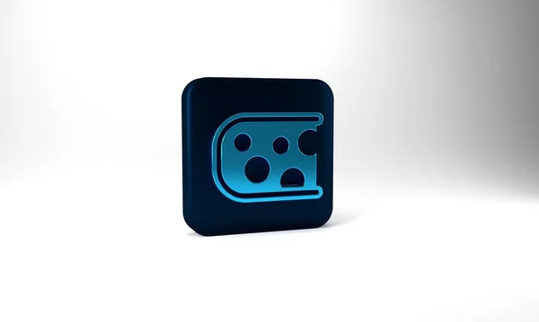 Blue Cheese Icon Isolated Grey Background Blue Square Button Illustration — ストック写真