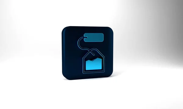 Blue Tea Bag Icon Isolated Grey Background Blue Square Button — ストック写真