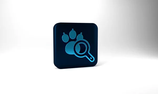 Blue Paw Search Icon Isolated Grey Background Magnifying Glass Animal — Stock Photo, Image