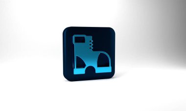 Blue Hunter boots icon isolated on grey background. Blue square button. 3d illustration 3D render.