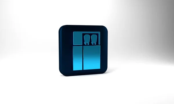 Blue Open Matchbox Matches Icon Isolated Grey Background Blue Square — Foto Stock