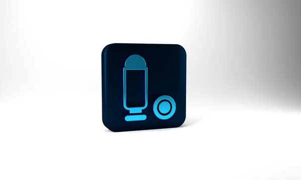 Blue Bullet Icon Isolated Grey Background Blue Square Button Illustration — Stockfoto