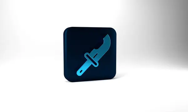 Blue Hunter Knife Icon Isolated Grey Background Army Knife Blue — Stockfoto