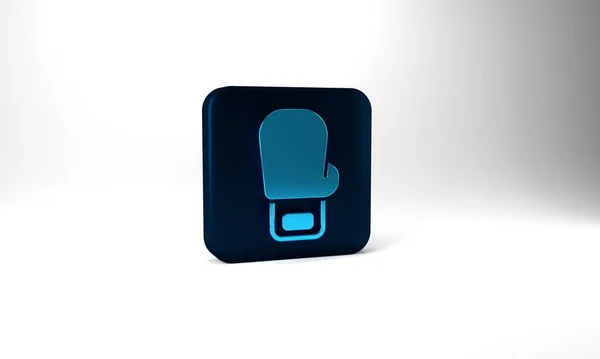 Ікона Блакитної Боксерської Рукавички Ізольована Сірому Тлі Синя Квадратна Кнопка — стокове фото
